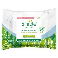 Simple Kind to Skin Biodegradable Micellar Facial Wipes – 20 Wipes