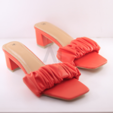 Block Heel Fairy Strap Mule Sandal Orange 35