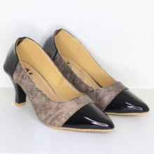 Two Tone Pointed Toe Pump Shoe Black 36